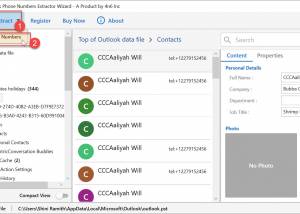 software - 4n6 Outlook Phone Number Extractor 4.2 screenshot