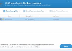 7thShare iTunes Backup Unlocker Pro screenshot