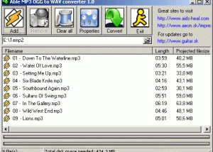 software - Able MP3 OGG to WAV converter 1.00 screenshot