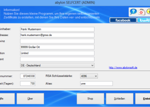 software - abylon SELFCERT 23.60.1 screenshot