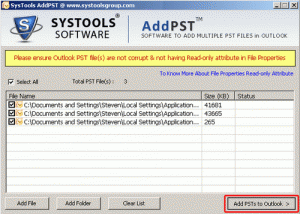 Add Multiple PST Files screenshot