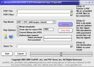 software - Advanced PDF to RTF Converter 2.11 screenshot
