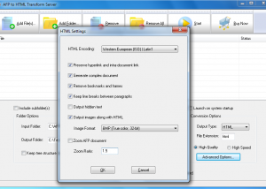 AFP2HTML Transform Server screenshot