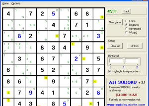 software - Ajt Sudoku 2.1 screenshot