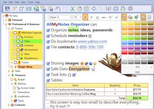 software - AllMyNotes Organizer Portable 3.52 screenshot