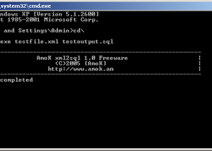 software - AmoK xml2sql 1.0 screenshot