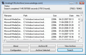 software - AnalogX DLL Archive 1.01 screenshot