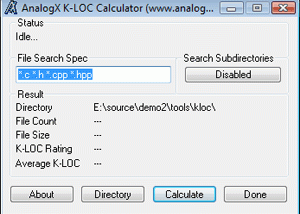 software - AnalogX K-LOC Calculator 1.01 screenshot