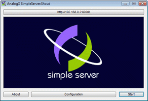 software - AnalogX SimpleServer:Shout 1.03 screenshot