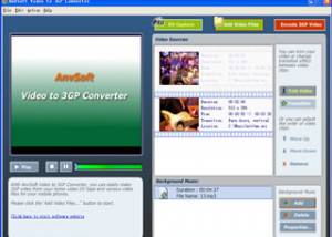 software - AnvSoft Video to 3GP Converter 1.50 screenshot