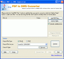 software - Any PDF to DWG Converter 2010.11.1 2010 screenshot