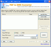 Any PDF to DWG Converter 2010.11.8 screenshot