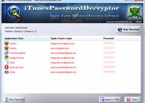 software - Apple iTunes Password Decryptor 6.0 screenshot