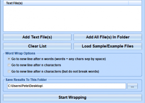 Apply Word Wrap To Multiple Text Files Software screenshot