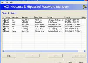 AQL htpasswd & htaccess Password Manager screenshot