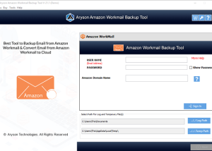 software - Aryson Amazon Workmail Backup Tool 21.4 screenshot