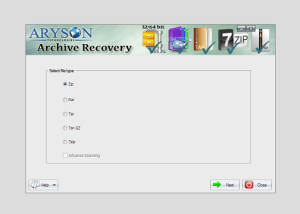 Aryson Archive Recovery screenshot