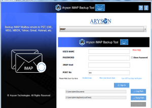 software - Aryson IMAP Backup Tool 20.0 screenshot