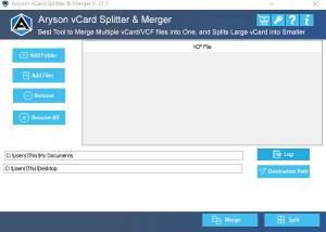 software - Aryson vCard Splitter and Merger 22.1 screenshot