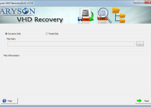 Aryson VHD Recovery Software screenshot