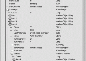 ASP windows registry editor screenshot