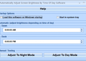 Automatically Adjust Screen Brightness By Time Of Day Software screenshot