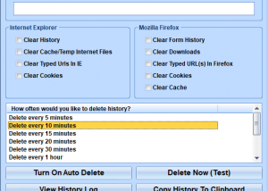 Automatically Delete Browser History For Internet Explorer and Firefox Software screenshot