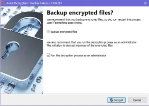 software - Avast Decryption Tool for AtomSilo and LockFile 1.0.0.750 screenshot