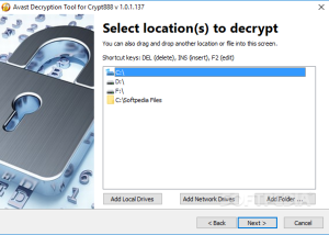 Full Avast Decryption Tool for Crypt888 Ransomware screenshot