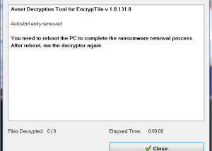 Full Avast Decryption Tool for EncrypTile Ransomware screenshot