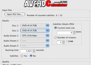 software - AVCHDCalculator for Windows 1.2 screenshot