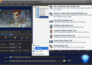 software - AVI Video Converter Factory Pro 2.0.1 screenshot