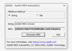 AzSDK MD5 ActiveX screenshot