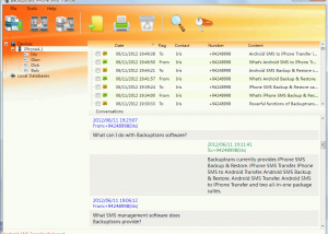 Backuptrans iPhone SMS Transfer screenshot