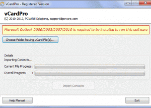 Batch Import vCard into Outlook screenshot