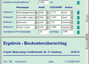 Baukosten + Honorar screenshot