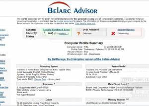 Full Belarc Advisor screenshot