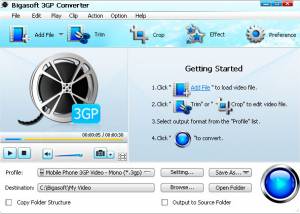 Bigasoft 3GP Converter screenshot