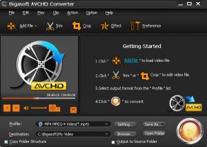 Bigasoft AVCHD Converter screenshot