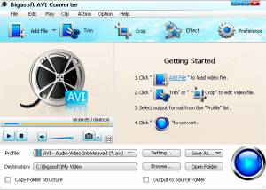 software - Bigasoft AVI Converter 3.7.49.5044 screenshot