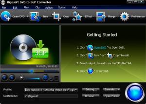 software - Bigasoft DVD to 3GP Converter 3.1.11.4743 screenshot