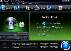 software - Bigasoft DVD to AVI Converter 3.1.11.4743 screenshot