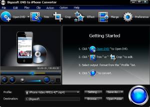 software - Bigasoft DVD to iPhone Converter 3.1.11.4743 screenshot