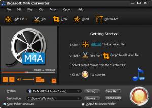 Bigasoft M4A Converter screenshot