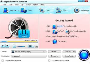 Bigasoft MKV Converter screenshot