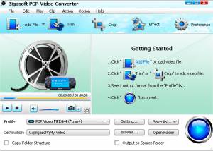 Bigasoft PSP Video Converter screenshot