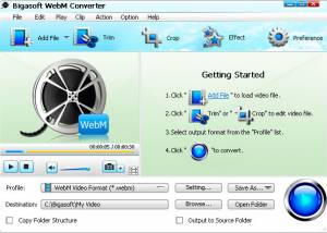 Bigasoft WebM Converter screenshot