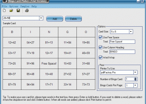 software - Bingo Card Maker 4.4 screenshot