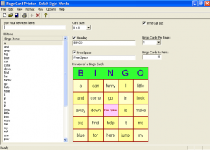 software - Bingo Card Printer 6.01 screenshot