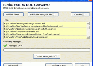 Birdie EML to DOC Converter screenshot